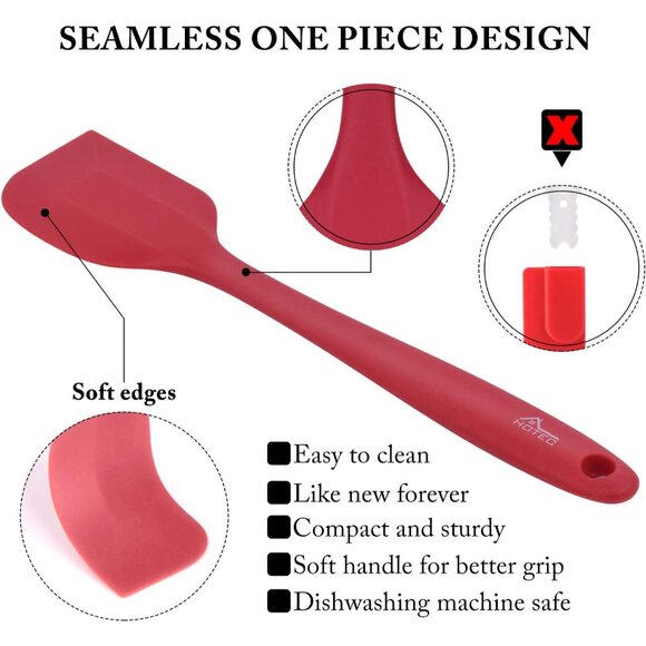 HOTEC Food Grade Silicone Rubber Spatula Set for Baking Heat Resistant Non Stick - Picture 9 of 10